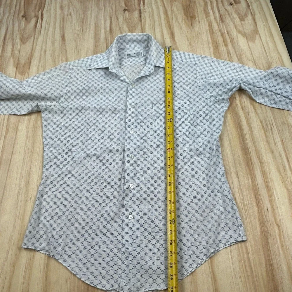 True Vintage Men's Pattern Geo Long Sleeve Button Shirt Size 15.5 Disco Medium
